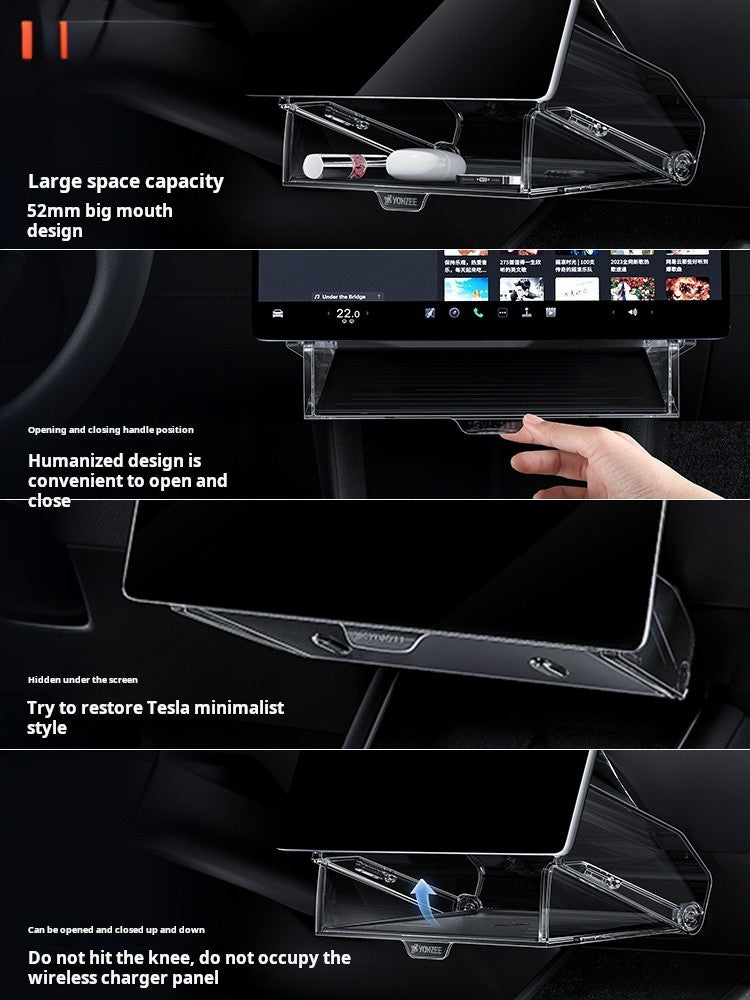 Tesla Hidden Dashboard Storage Box Under Screen